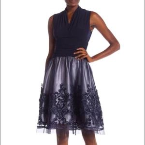 Sleeveless Bordered Blue Dress